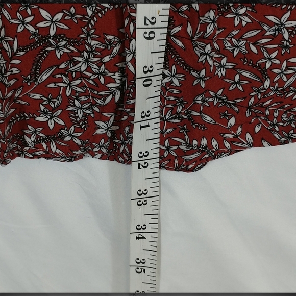 Emery Rose Women's Floral Red Mini 2 Tier Countrycore Boho Earthy Dress Size M - Picture 7 of 10